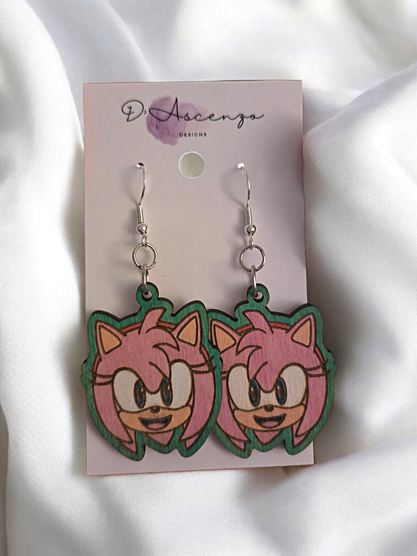 Sonic Handmade Wooden Dangle Earrings: Amy
