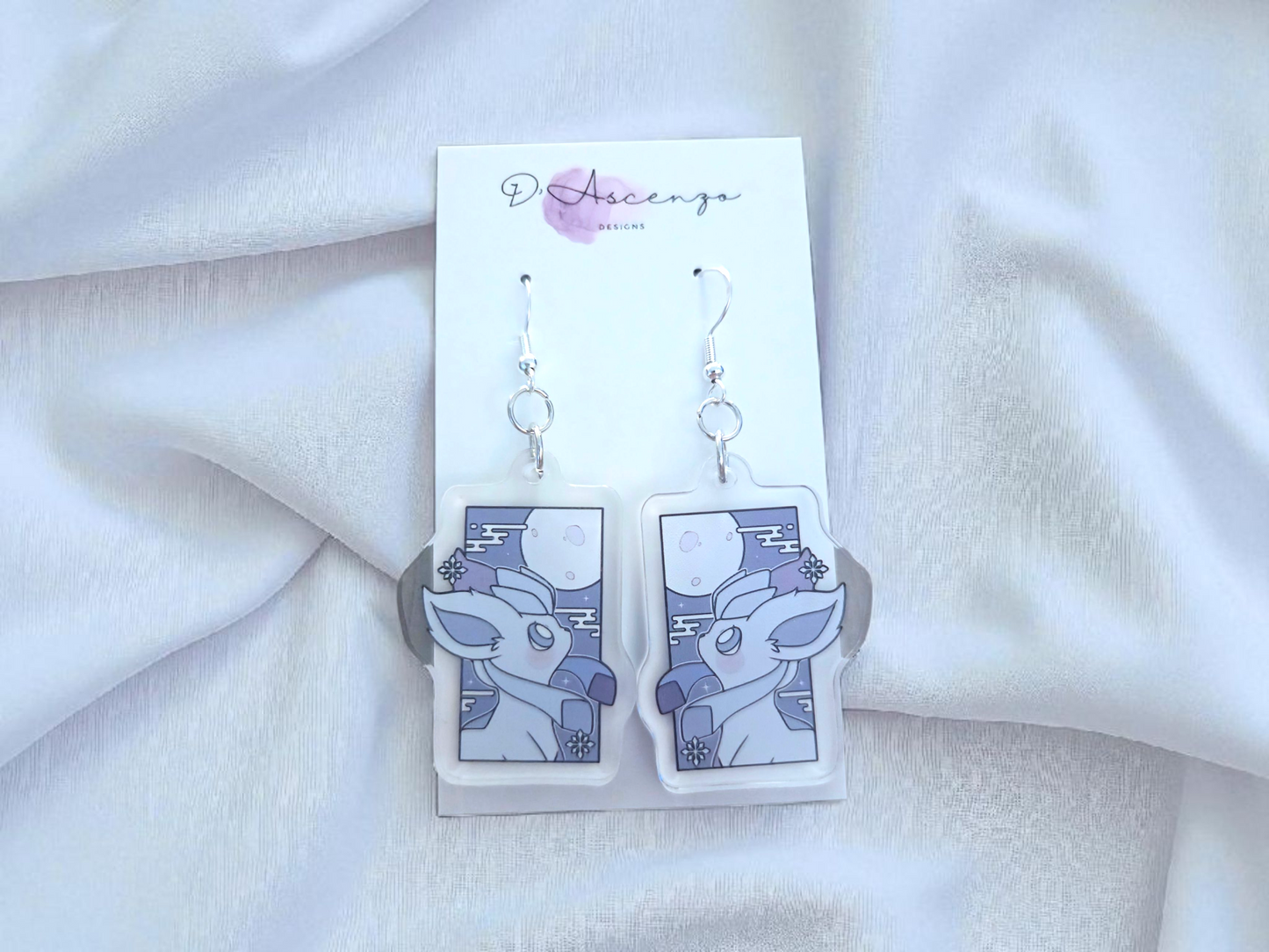 Pokemon Acrylic Dangle Earrings: Glaceon Panel