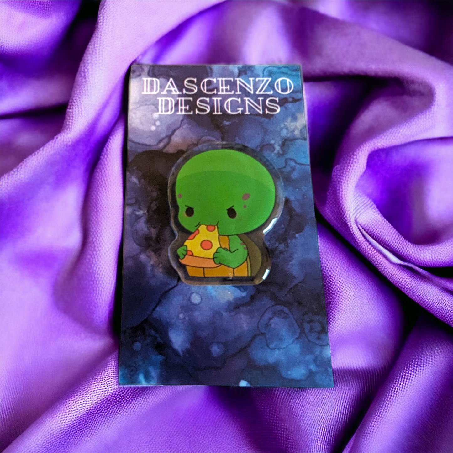 ROTTMNT Acrylic Turtle Tots Pin: Pizza Time Donnie