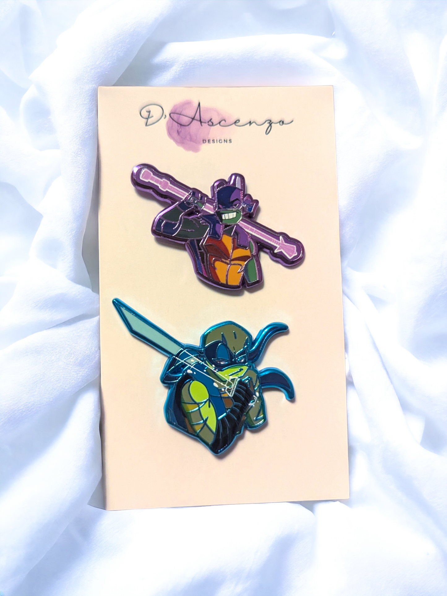 Preorder for restock of ROTTMNT Mystic Magic Donnie chrome enamel pin