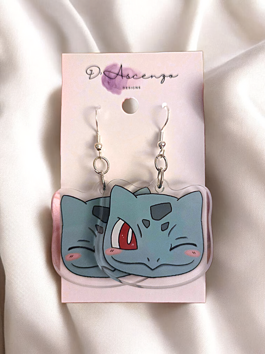 Pokemon Acrylic Dangle Earrings: Bulbasaur