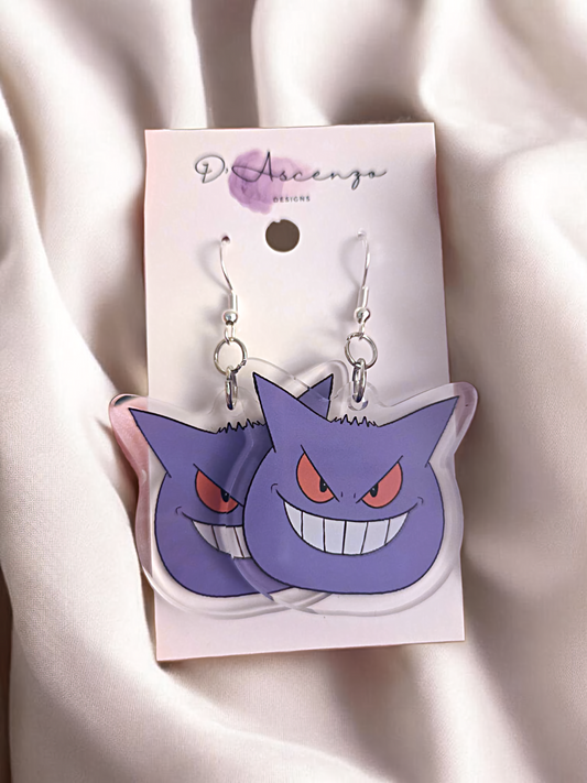 Pokemon Acrylic Dangle Earrings: Gengar