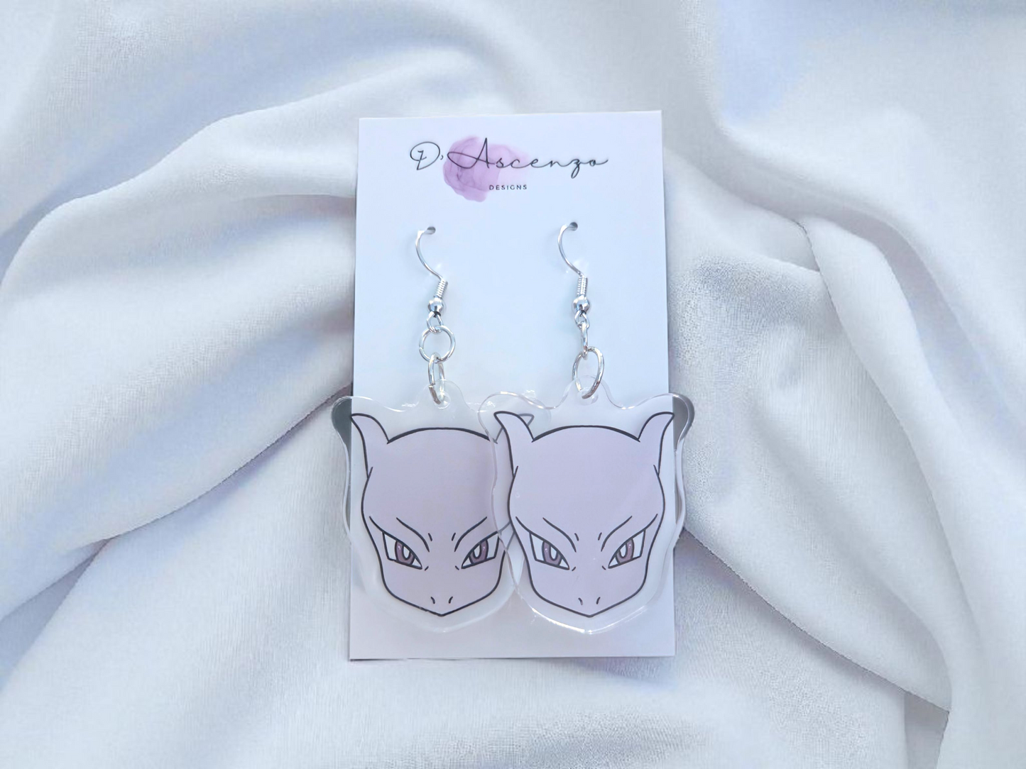 Pokemon Acrylic Dangle Earrings: Mewtwo