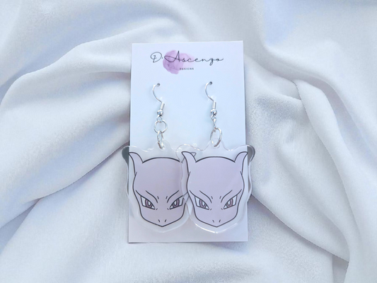 Pokemon Acrylic Dangle Earrings: Mewtwo
