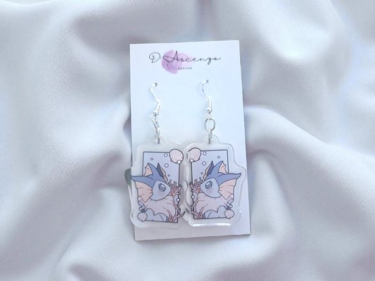 Pokemon Acrylic Dangle Earrings: Vaporeon Panel