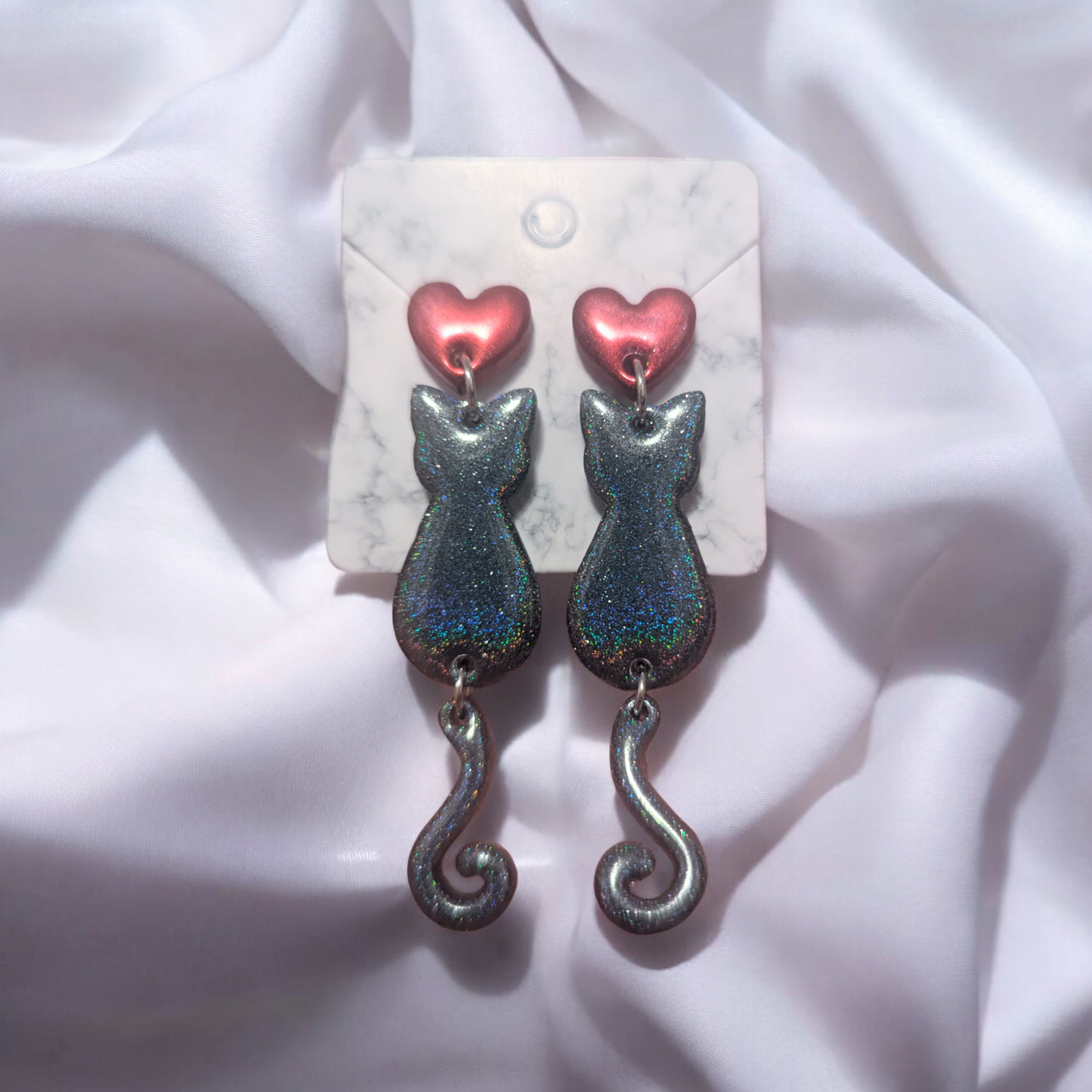 Custom Cat Heart Dangles