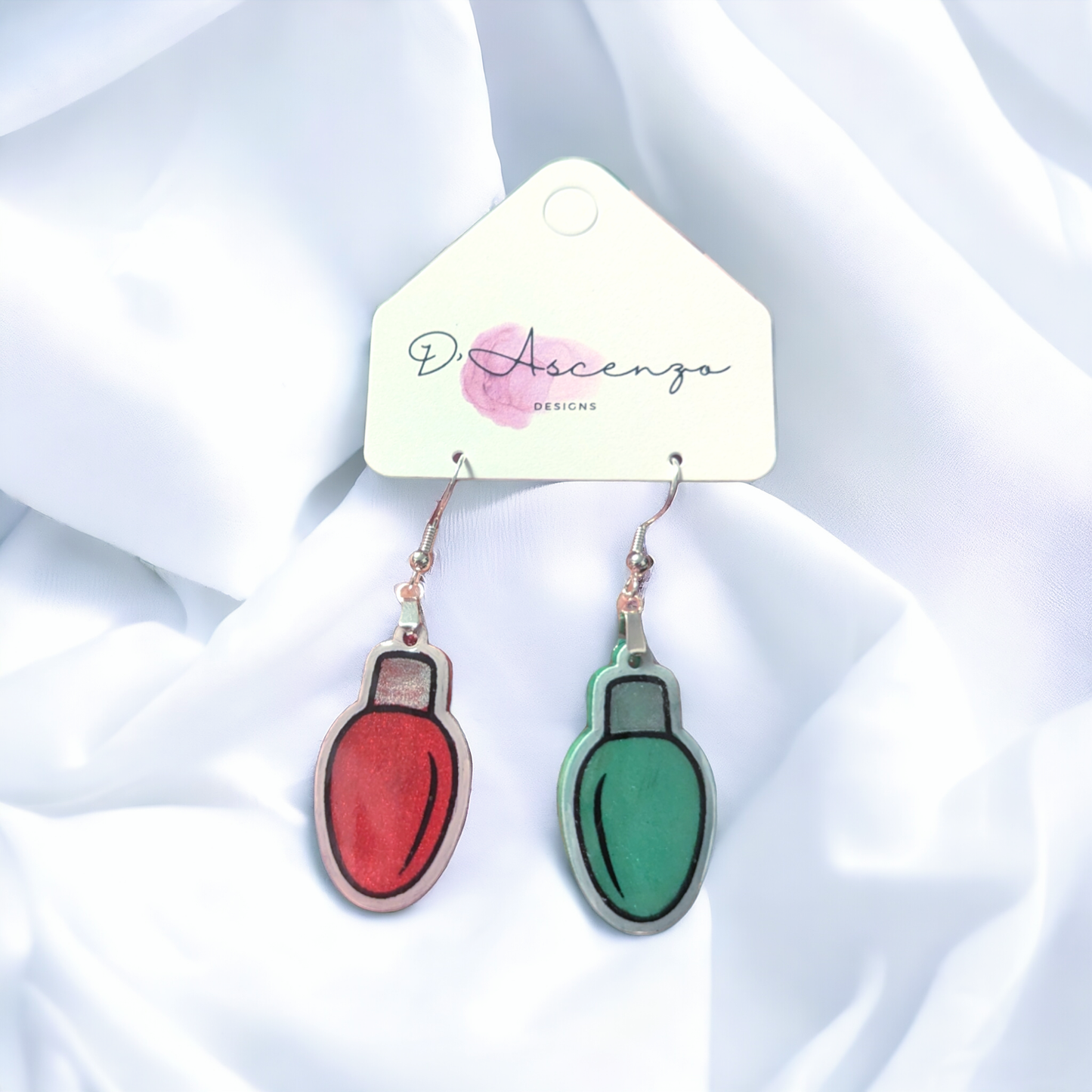 Handmade resin Christmas Bulb earrings