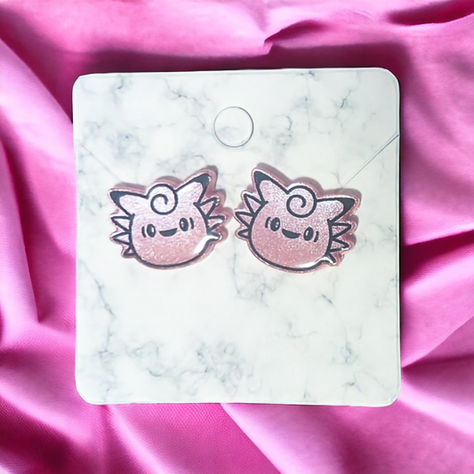 Clefable Handmade Resin Earrings